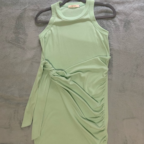 LIYOHON medium green Summer Short Dress Casual - Sleeveless - Tie waist - Picture 2 of 12